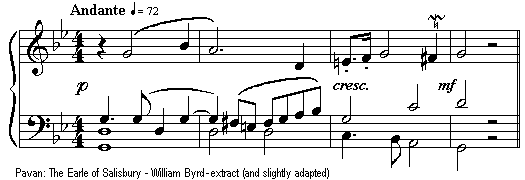 Clickable music example:
Pavan: The Earle of Salisbury - William Byrd