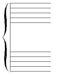 Two staves joined by a brace