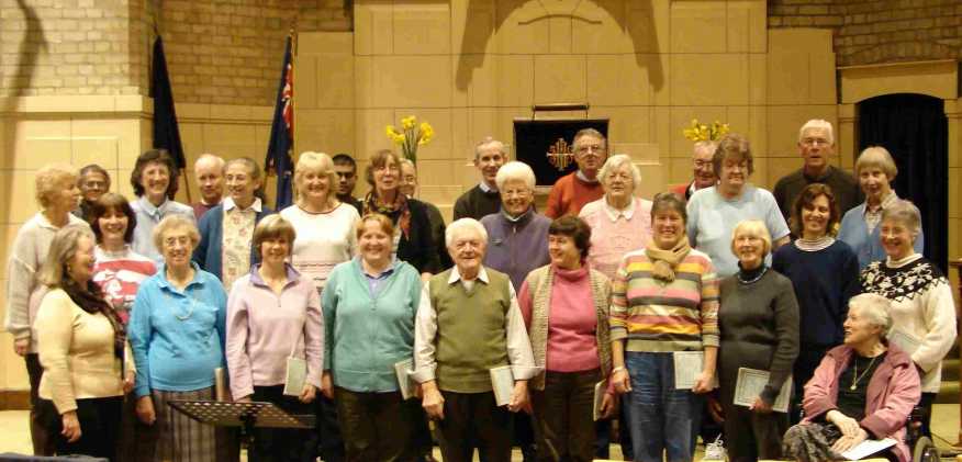 The choir at a rehearsal in Whitton Baptist Church in March 2007
